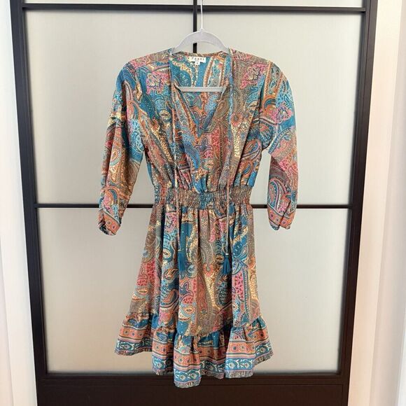 Paani Anthropologie Block Print Short Swing Mini Dress Size Small 2 4 - Picture 6 of 12